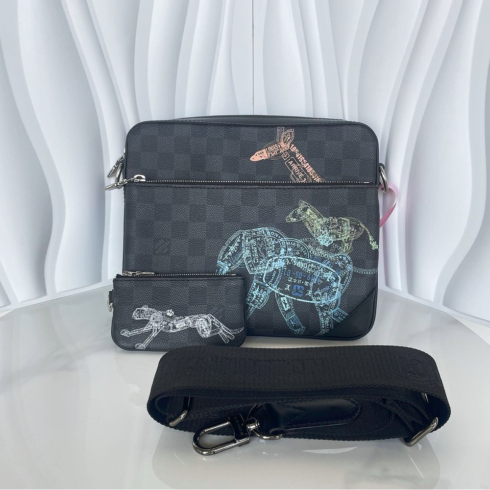 Louis Vuitton Damier Graphite Horse-Print Messenger Bag Set